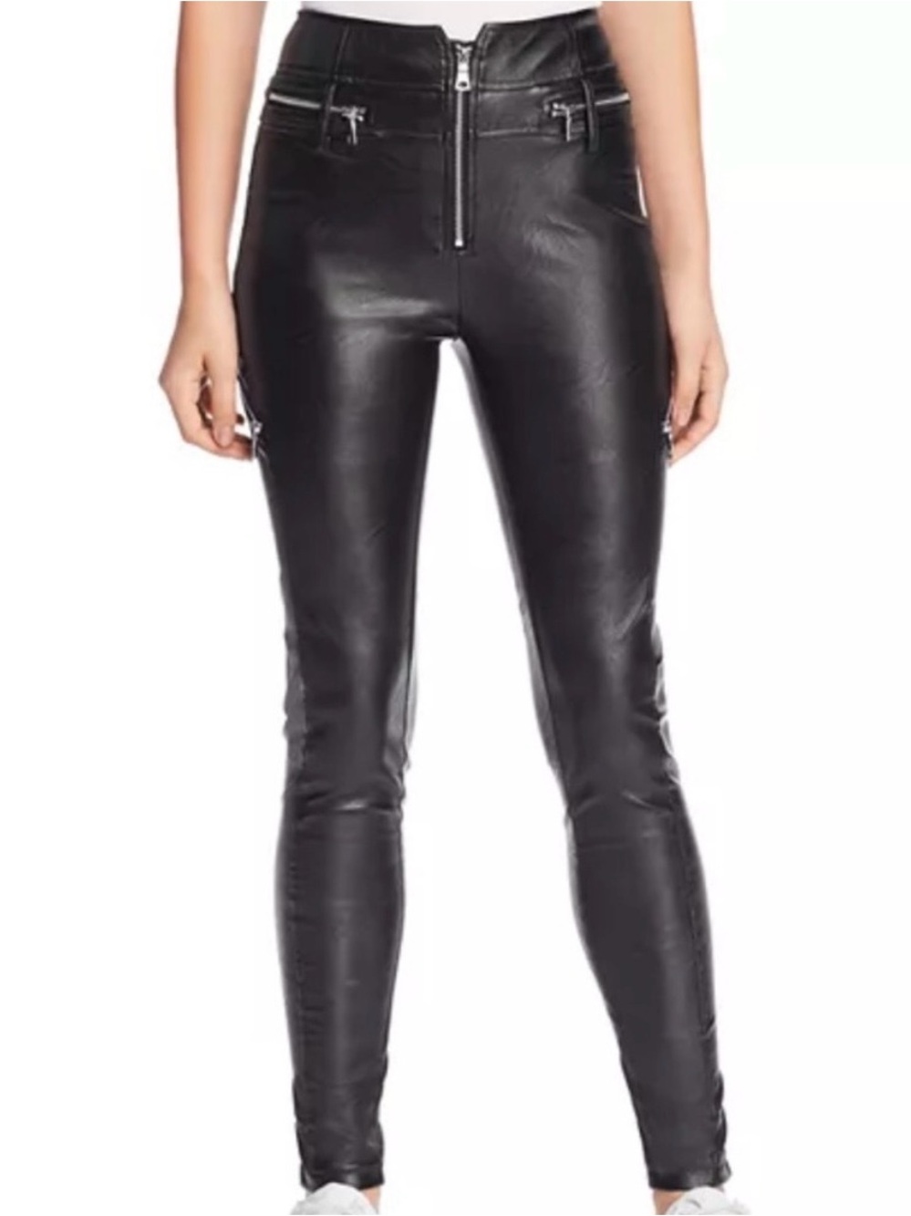 Tiger Mist Black Faux Leather High-Waist Moto Skinny Pants